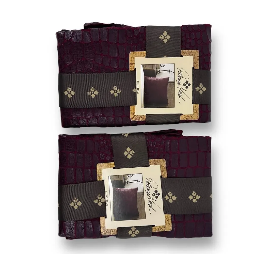 Patricia Nash Faux Croc Embossed Euro Sham Set Of Two Plum Red